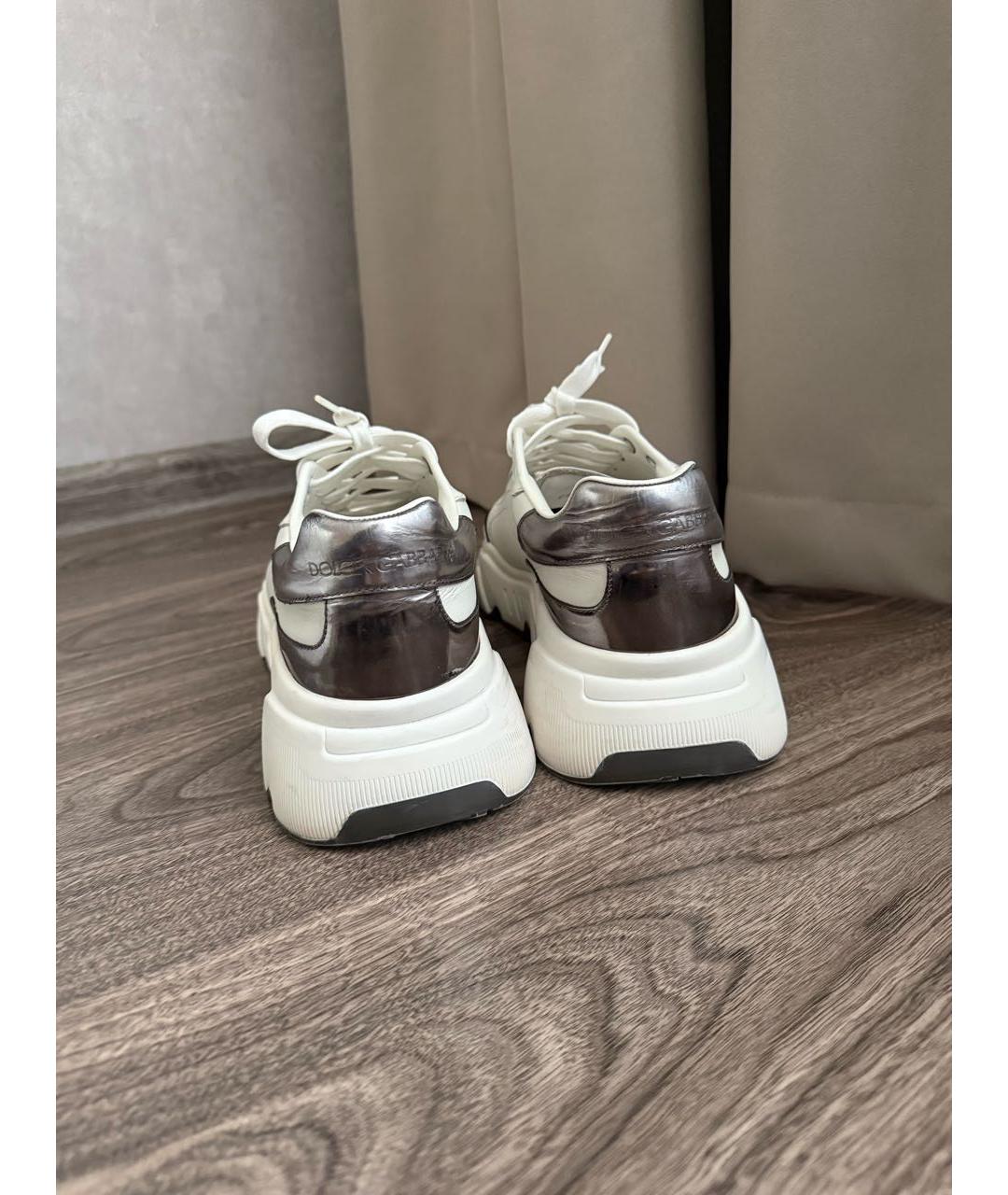 DOLCE&GABBANA Белые кожаные низкие кроссовки / кеды, фото 4