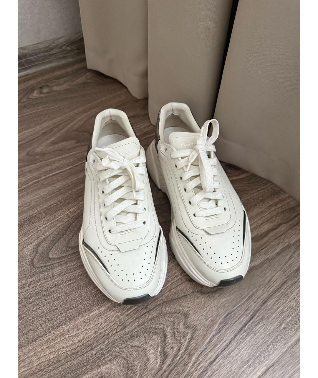 DOLCE&GABBANA Белые кожаные низкие кроссовки / кеды, фото 2