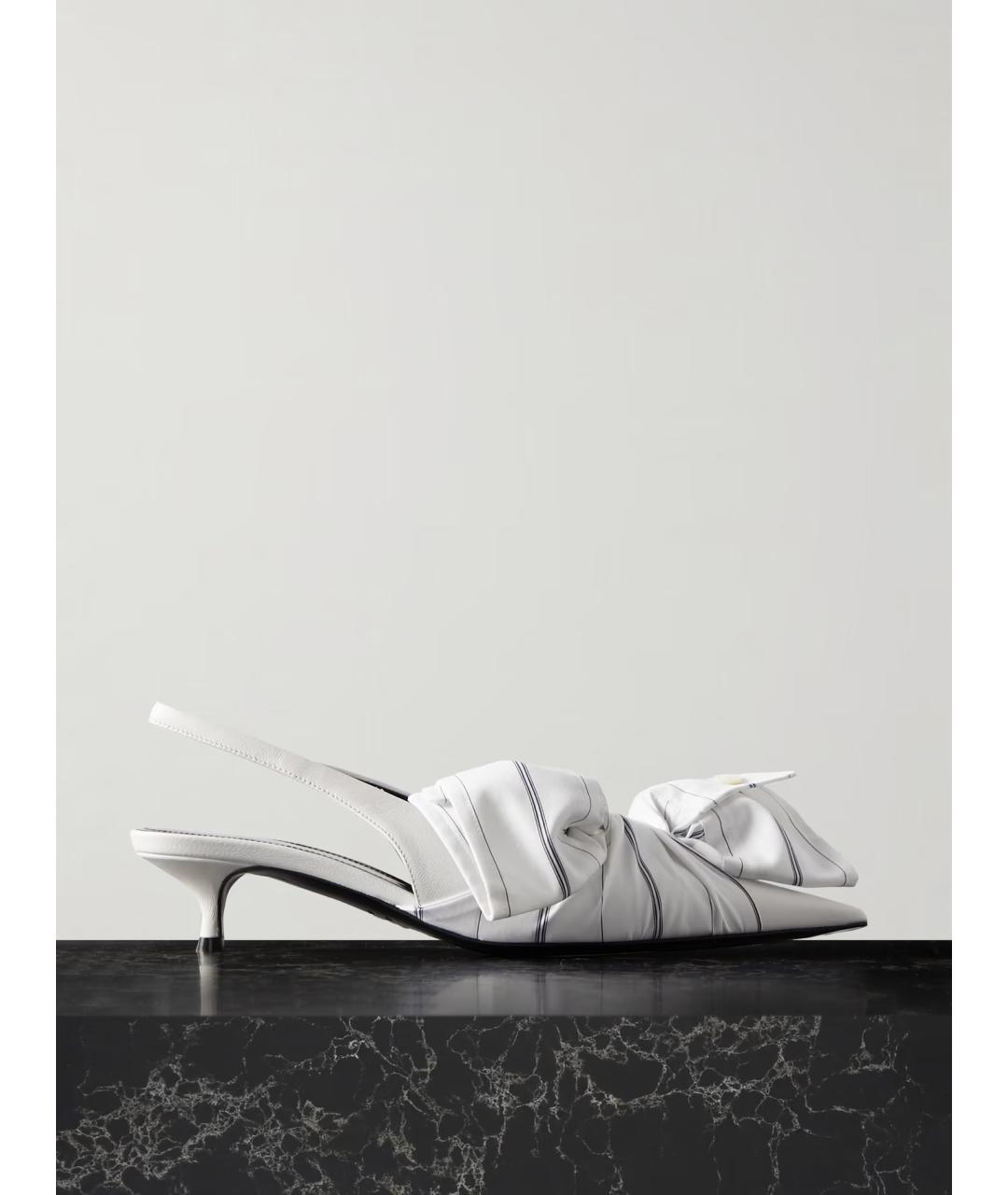 BALENCIAGA Белые текстильные лодочки на низком каблуке, фото 4