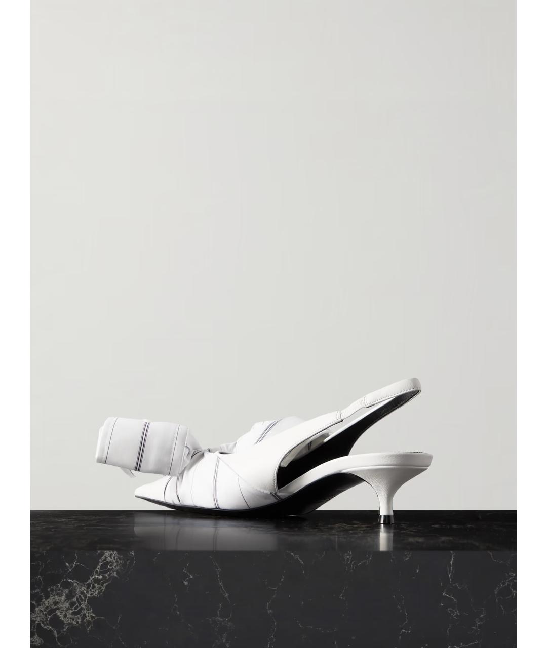 BALENCIAGA Белые текстильные лодочки на низком каблуке, фото 3