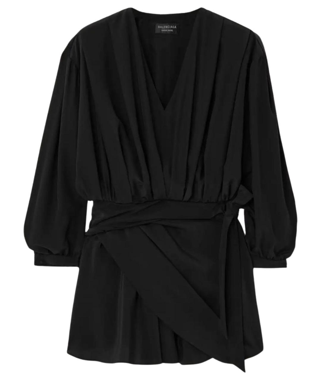 BALENCIAGA Черное шелковое коктейльное платье, фото 1