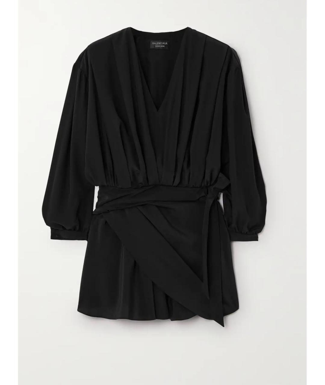 BALENCIAGA Черное шелковое коктейльное платье, фото 4