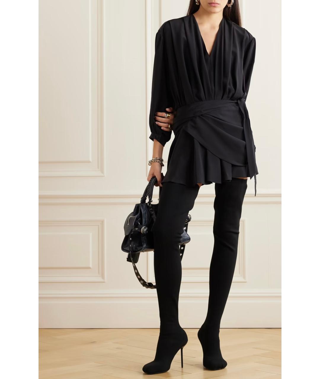 BALENCIAGA Черное шелковое коктейльное платье, фото 2