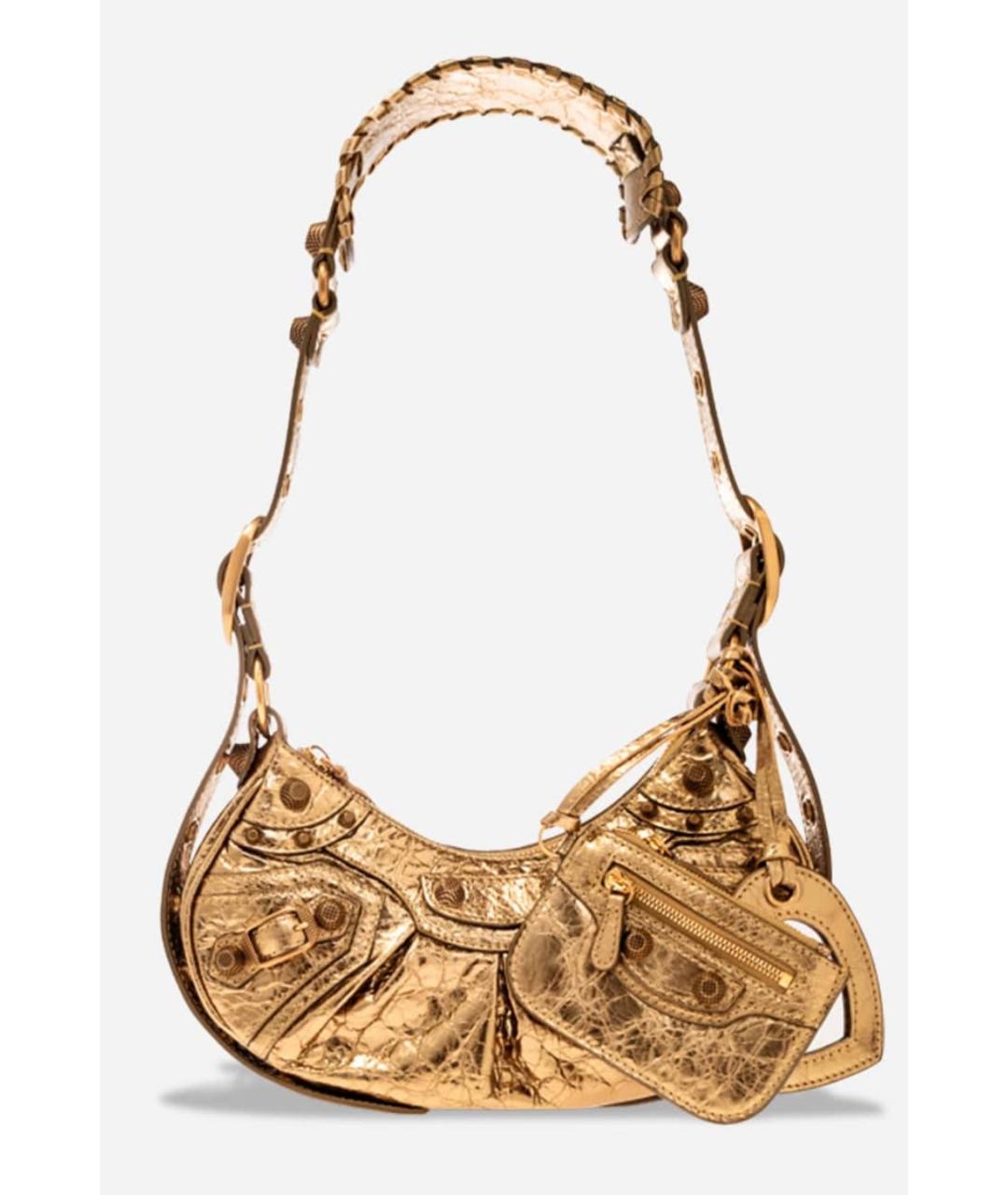 BALENCIAGA Золотая кожаная сумка через плечо, фото 3