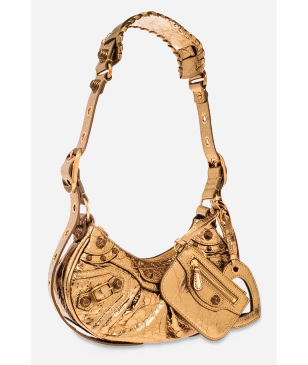 BALENCIAGA Золотая кожаная сумка через плечо, фото 4