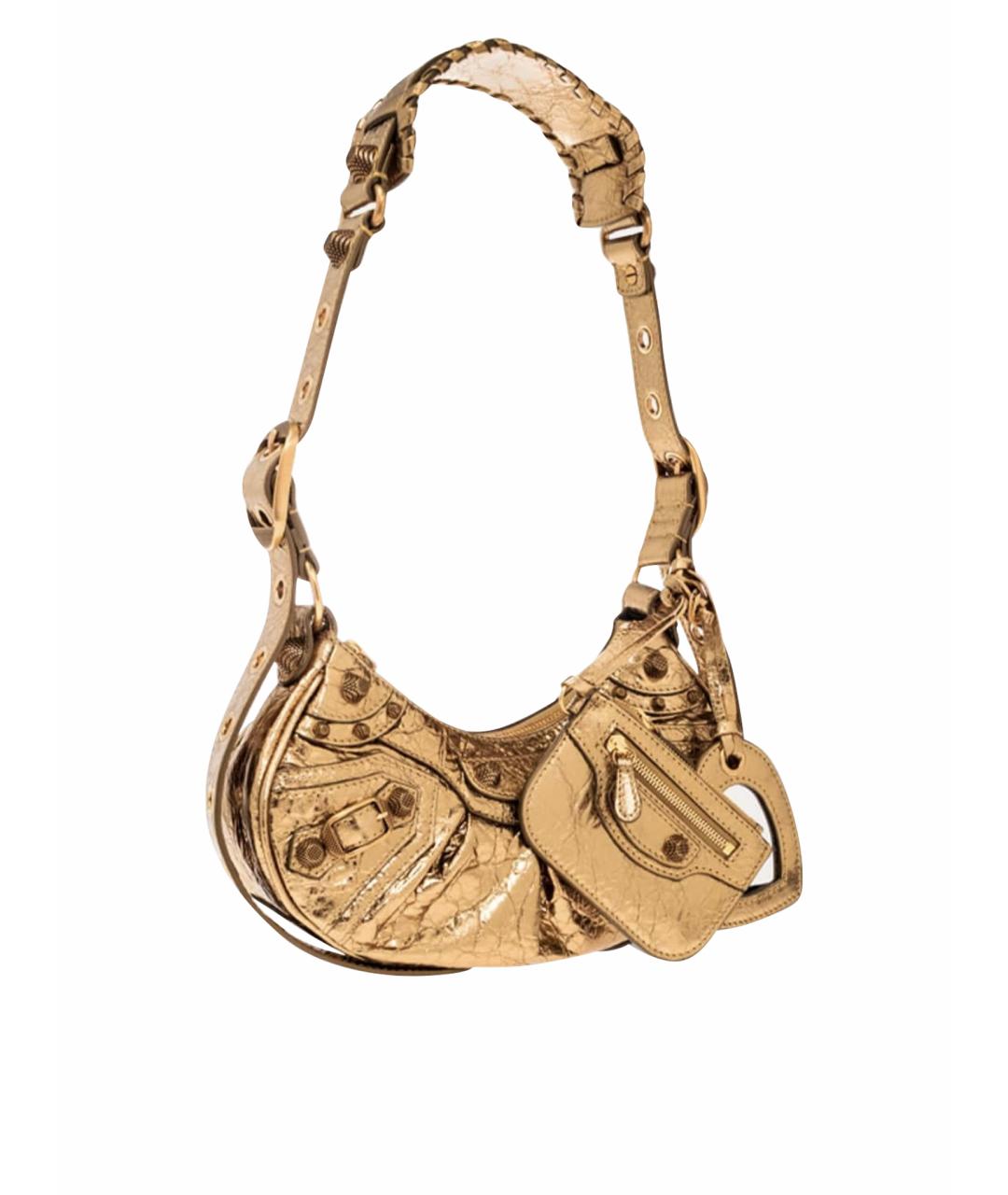 BALENCIAGA Золотая кожаная сумка через плечо, фото 1