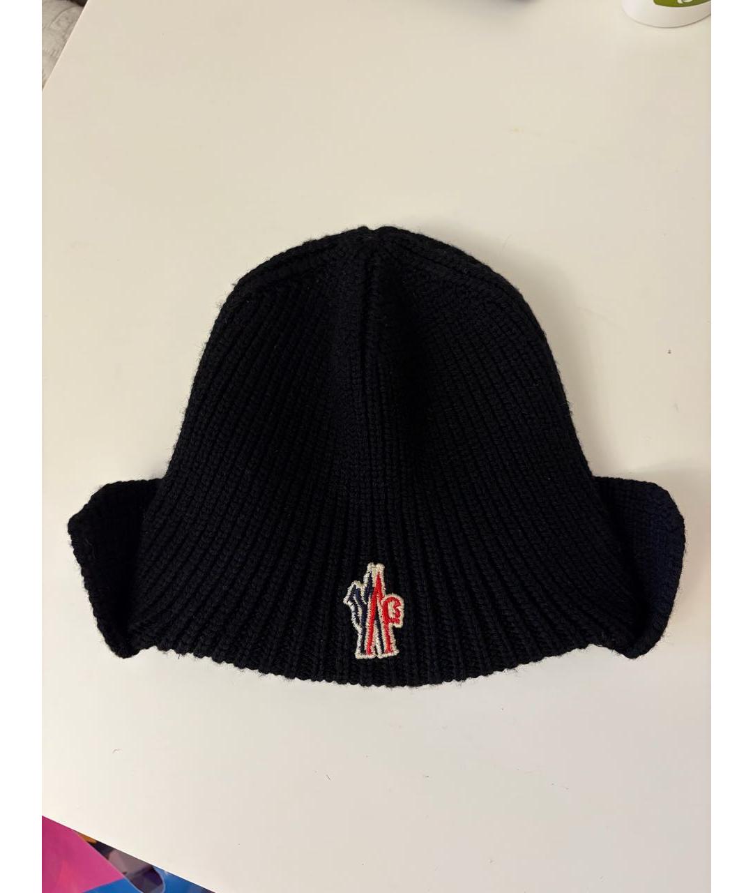 MONCLER GRENOBLE Черная шерстяная шапка, фото 2