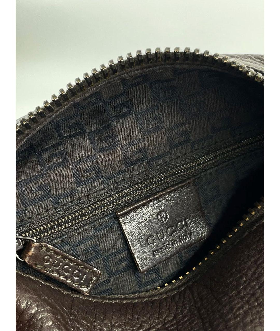 GUCCI Коричневая кожаная сумка через плечо, фото 7