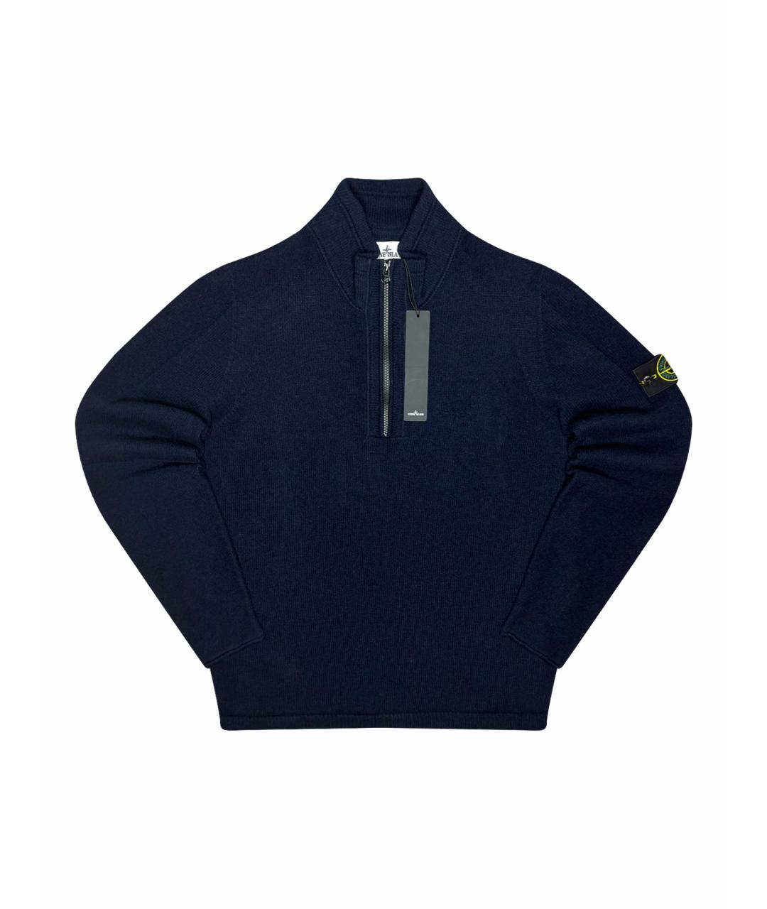 STONE ISLAND Темно-синий шерстяной джемпер / свитер, фото 1