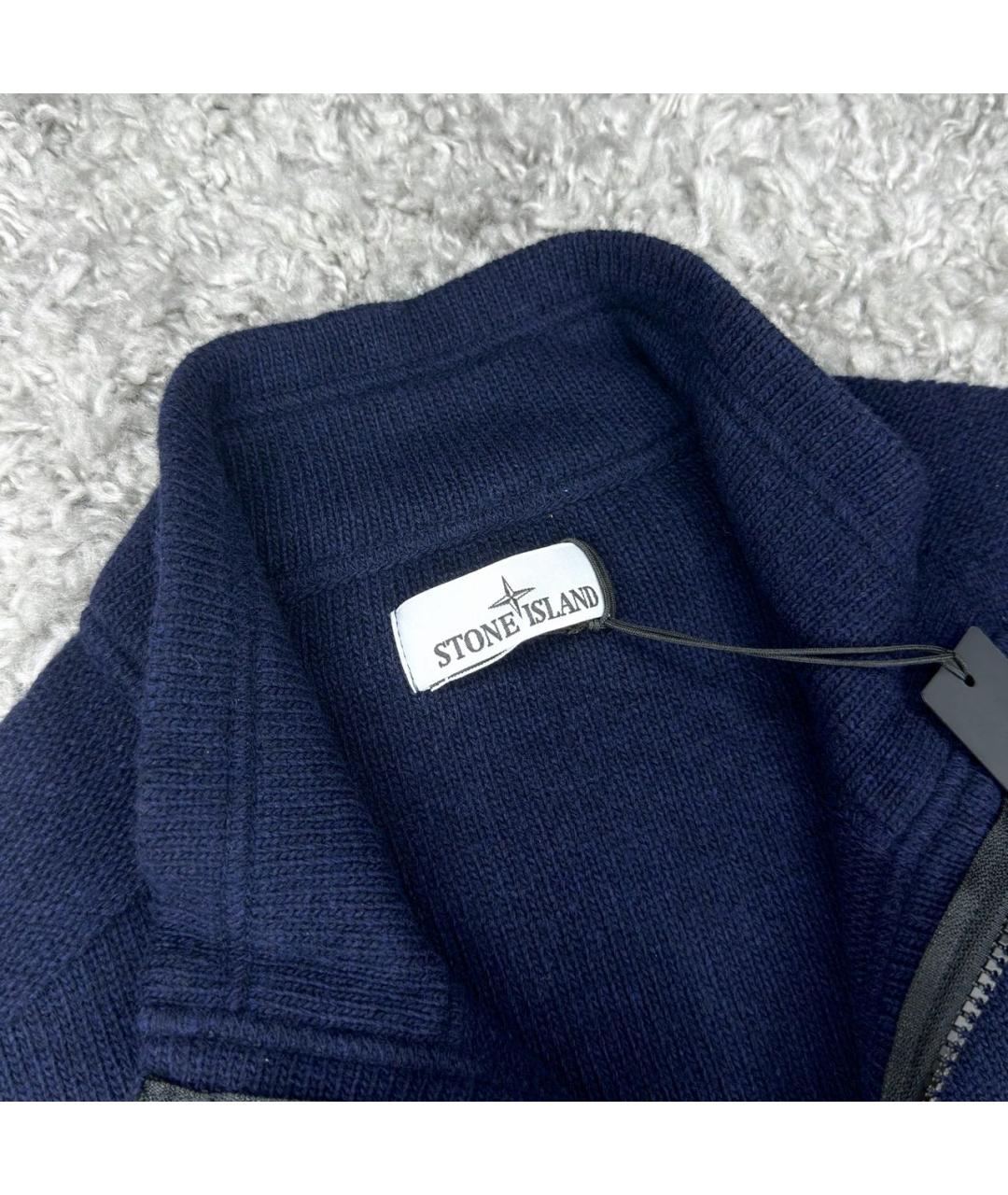 STONE ISLAND Темно-синий шерстяной джемпер / свитер, фото 3