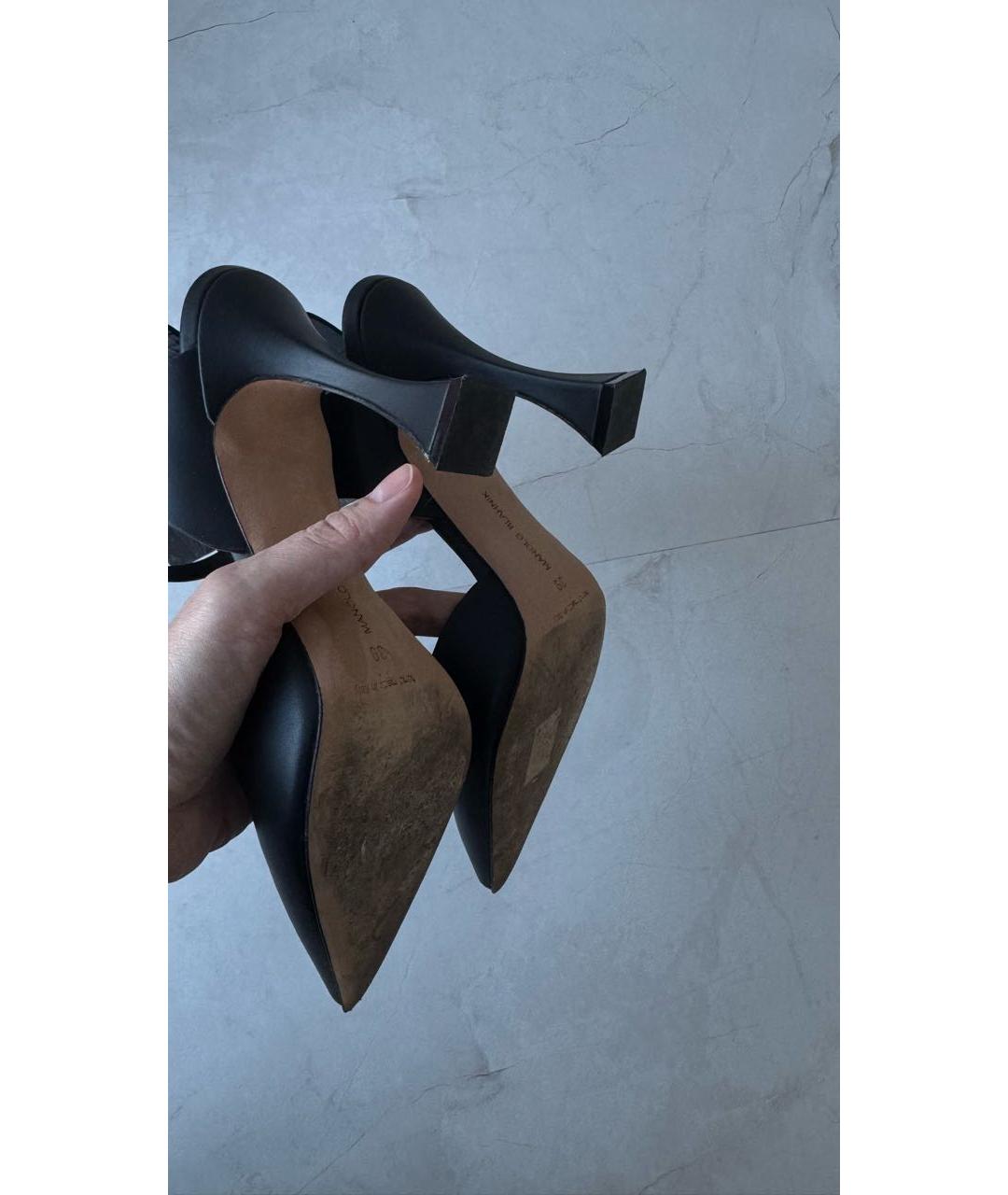 MANOLO BLAHNIK Черные кожаные туфли, фото 5