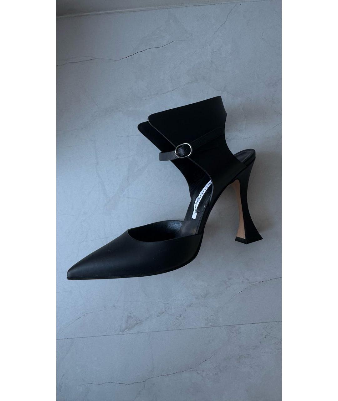 MANOLO BLAHNIK Черные кожаные туфли, фото 2
