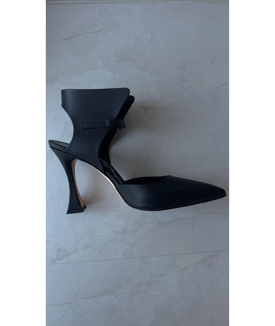 MANOLO BLAHNIK Черные кожаные туфли, фото 8