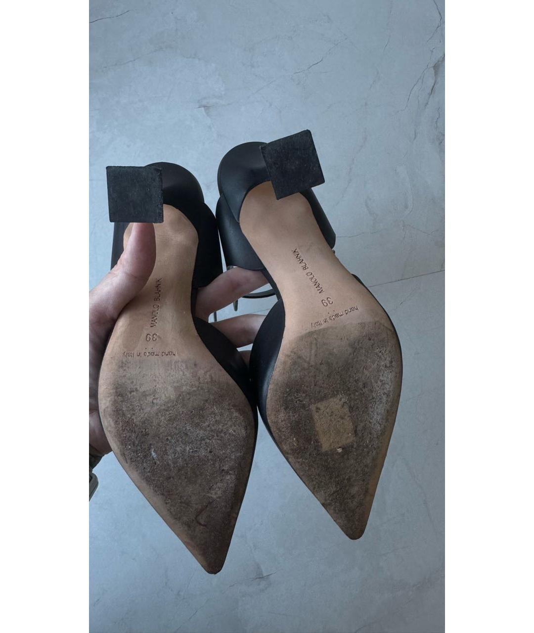 MANOLO BLAHNIK Черные кожаные туфли, фото 7