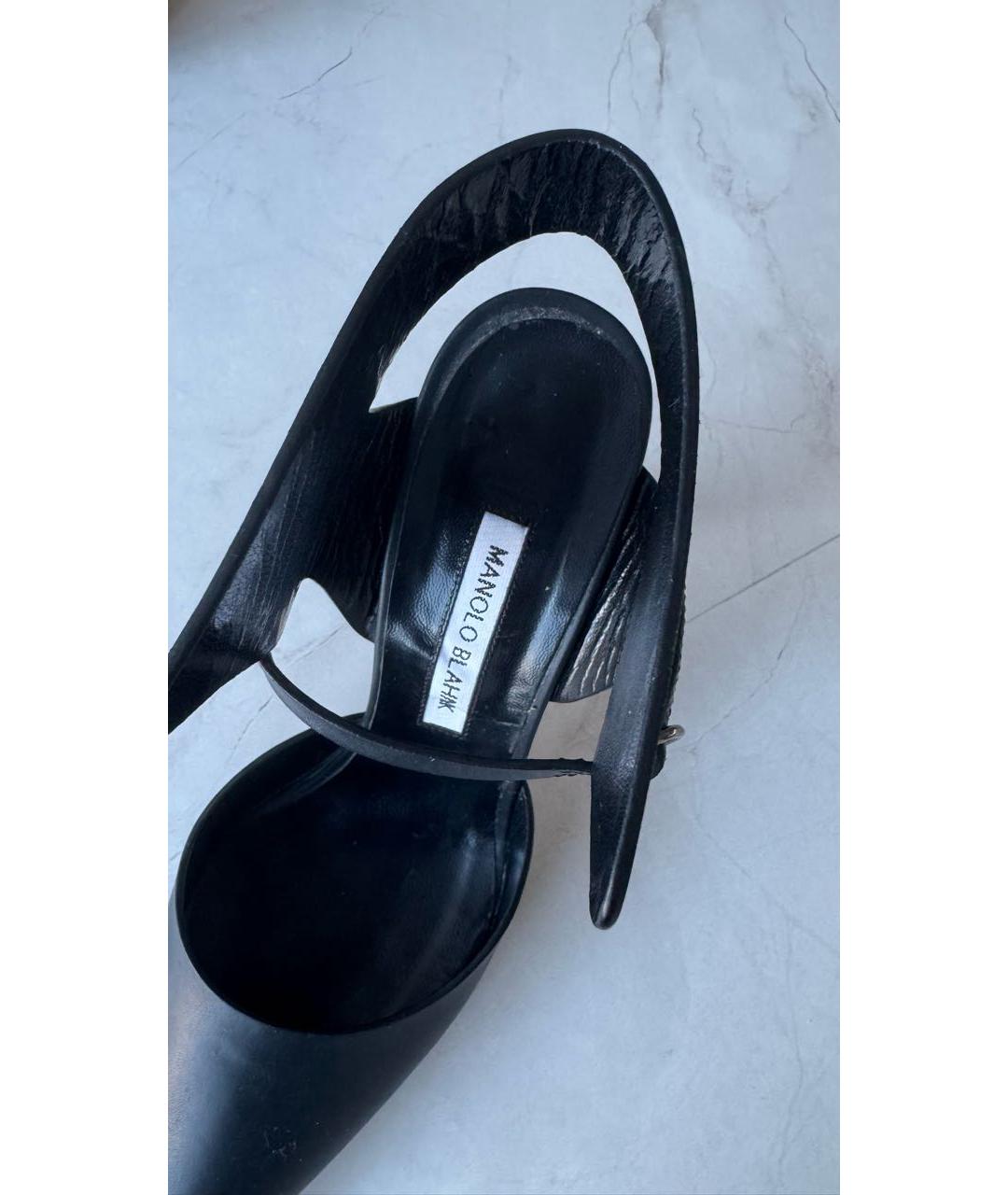 MANOLO BLAHNIK Черные кожаные туфли, фото 4