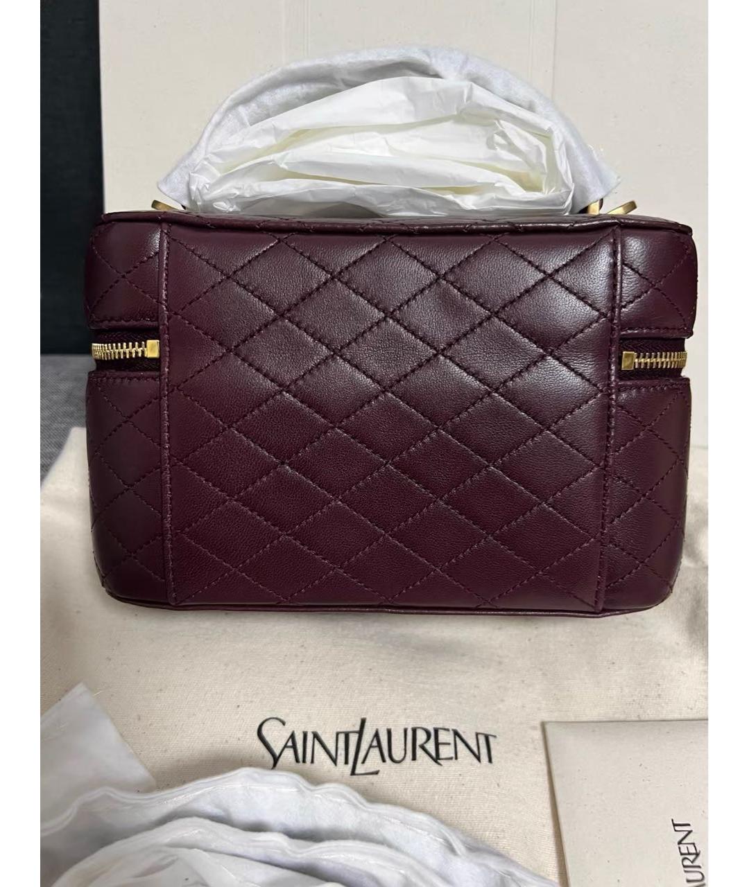 SAINT LAURENT Бордовая кожаная сумка через плечо, фото 3