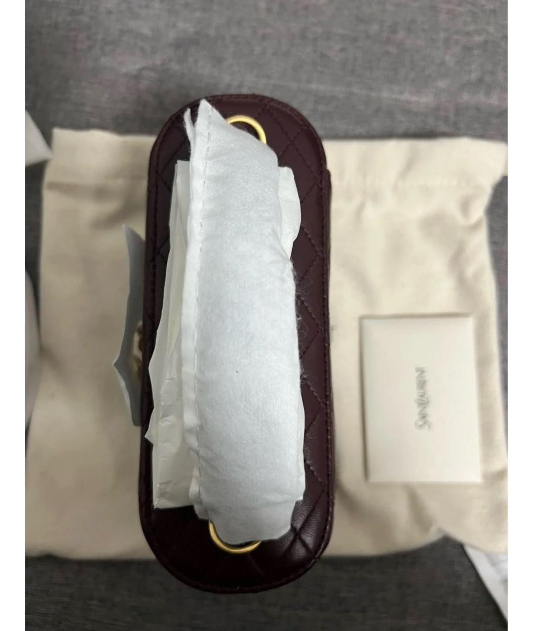 SAINT LAURENT Бордовая кожаная сумка через плечо, фото 6