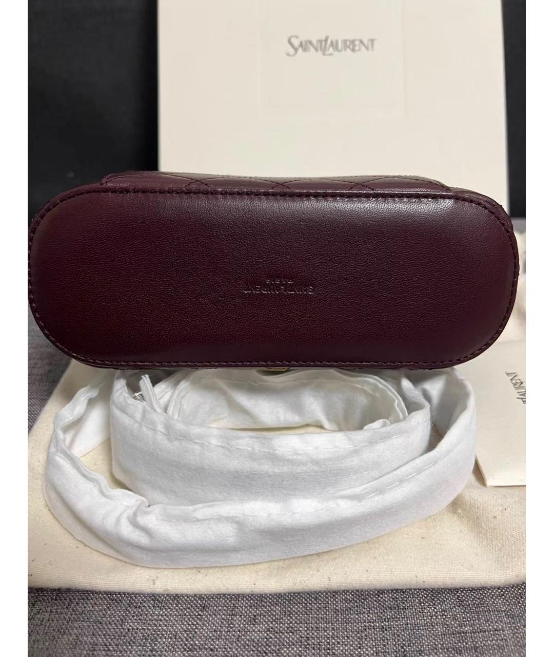 SAINT LAURENT Бордовая кожаная сумка через плечо, фото 4