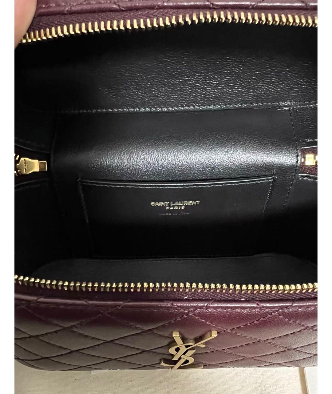 SAINT LAURENT Бордовая кожаная сумка через плечо, фото 5