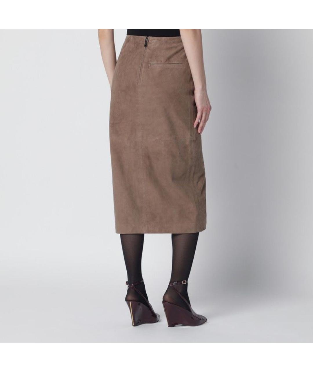 ROTATE Коричневая полиэстеровая юбка миди, фото 2