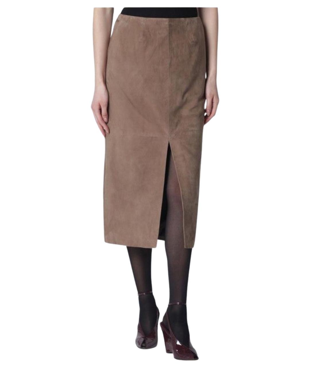 ROTATE Коричневая полиэстеровая юбка миди, фото 1