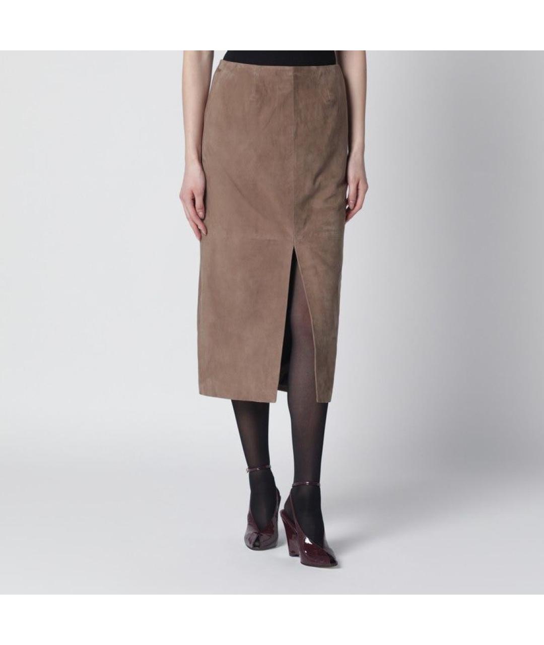 ROTATE Коричневая полиэстеровая юбка миди, фото 3