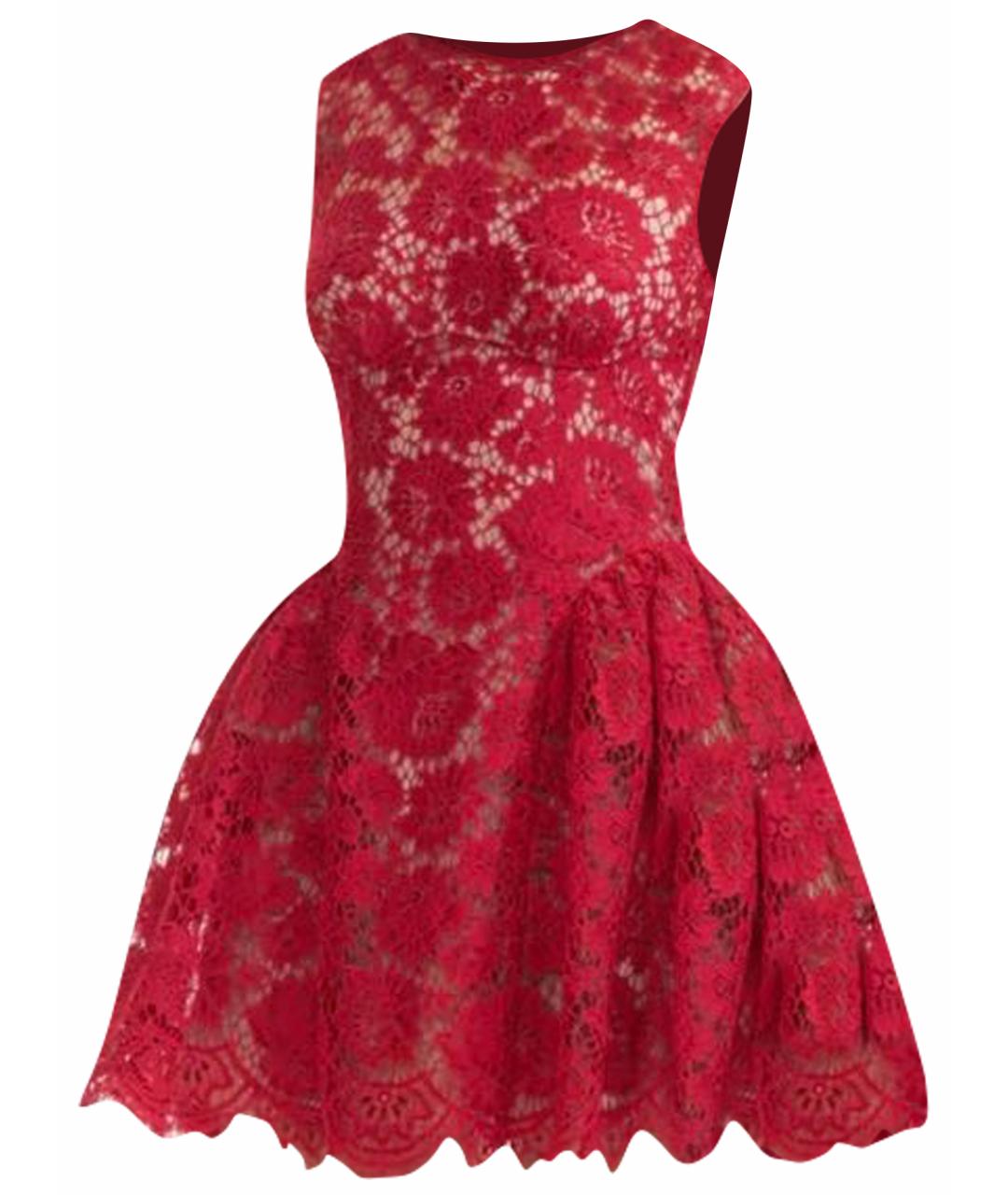 SELF-PORTRAIT Красное кружевное коктейльное платье, фото 1