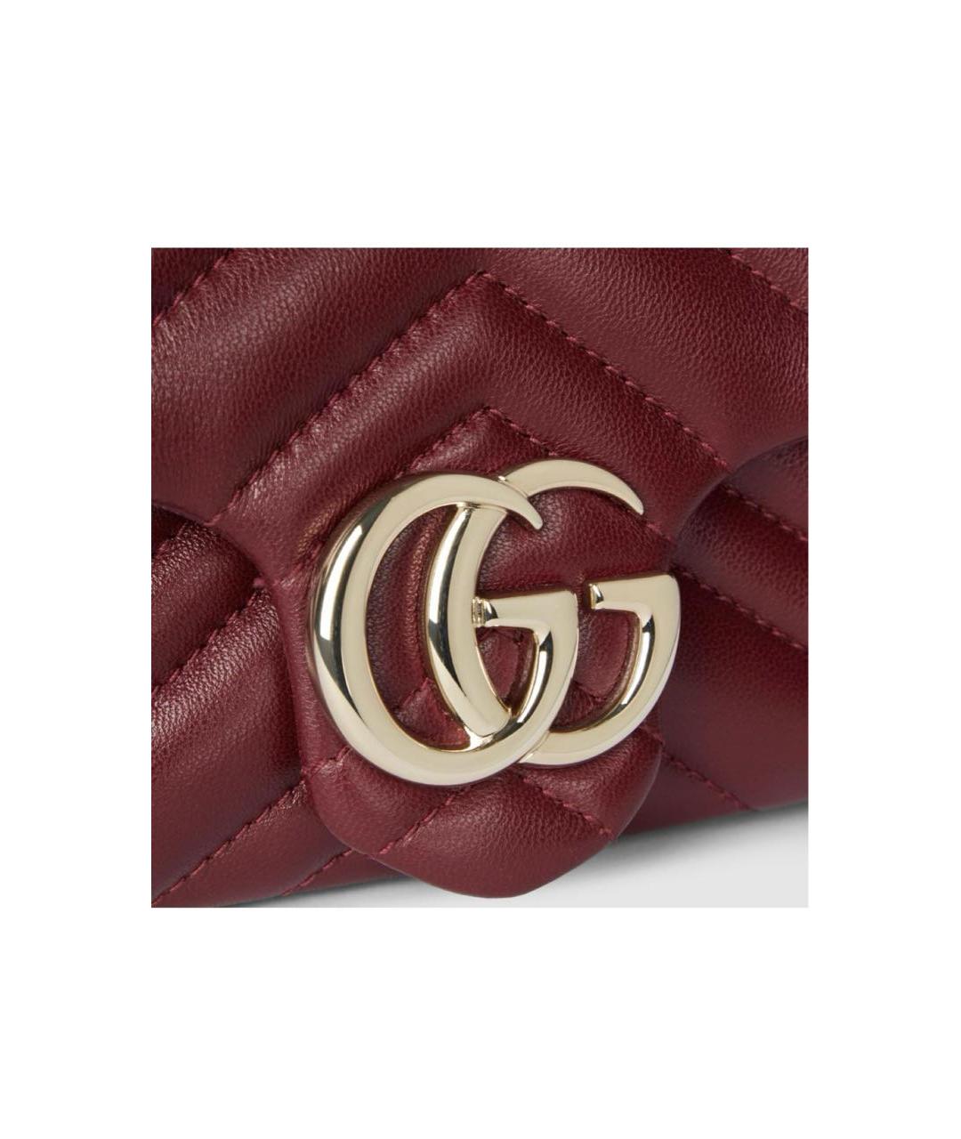 GUCCI Бордовая кожаная сумка через плечо, фото 3