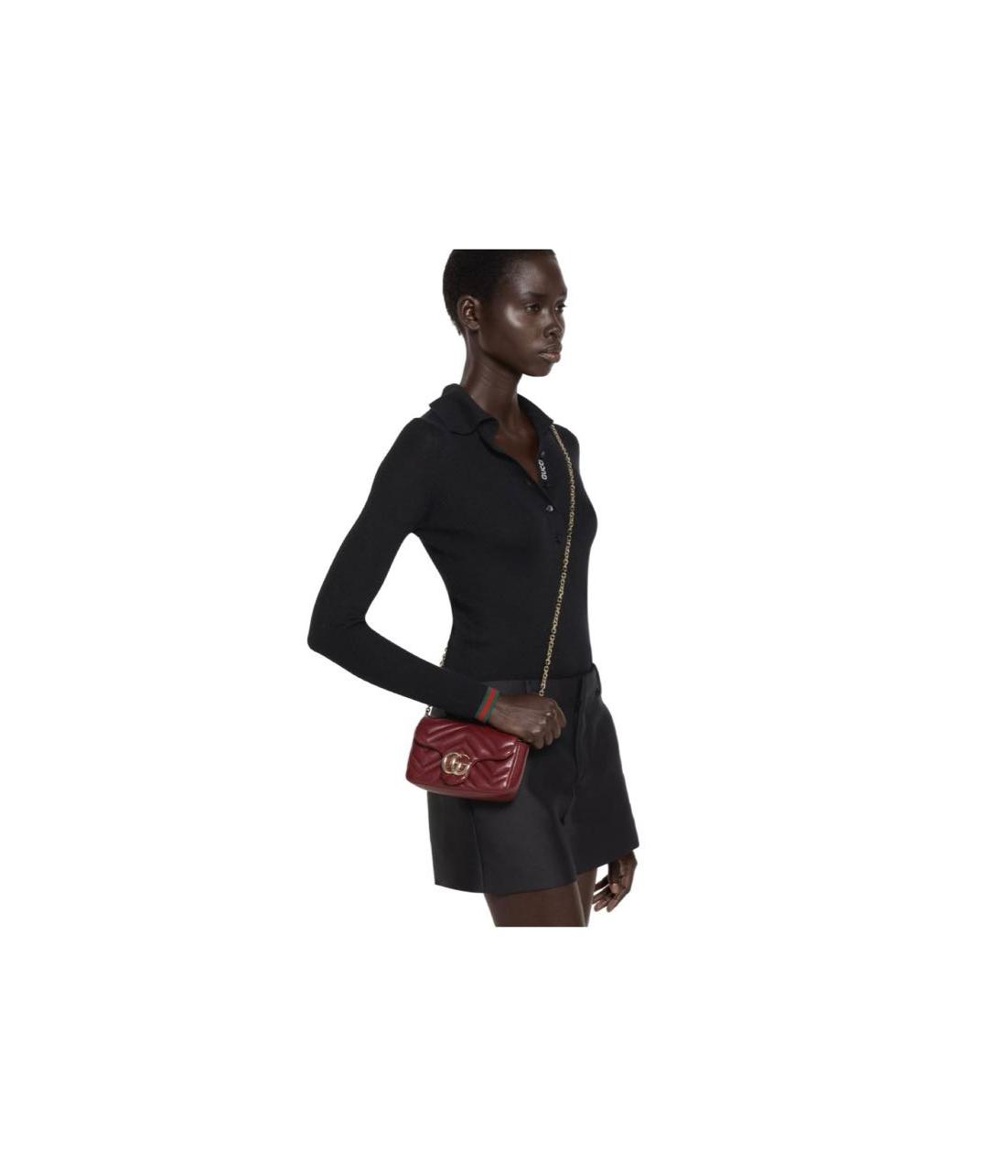 GUCCI Бордовая кожаная сумка через плечо, фото 5