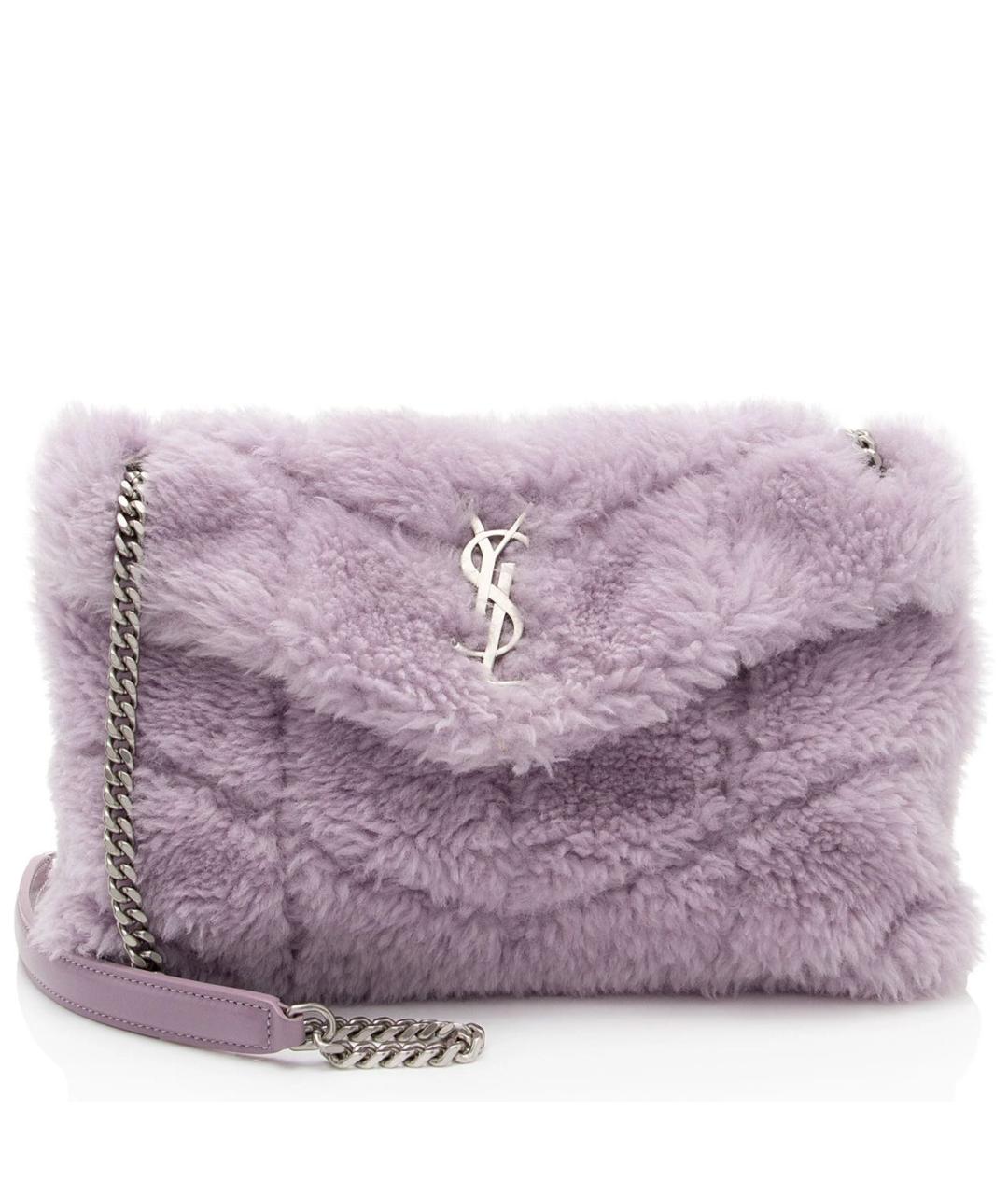 SAINT LAURENT Фиолетовая меховая сумка через плечо, фото 1