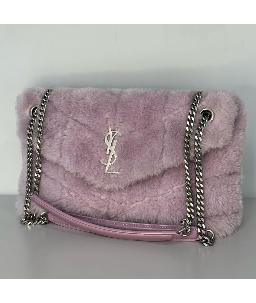 SAINT LAURENT Фиолетовая меховая сумка через плечо, фото 3