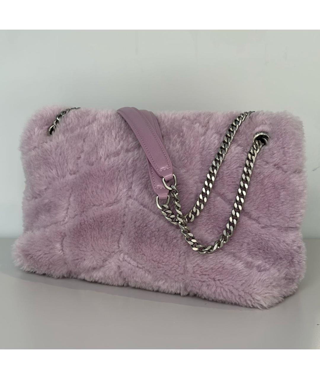 SAINT LAURENT Фиолетовая меховая сумка через плечо, фото 4