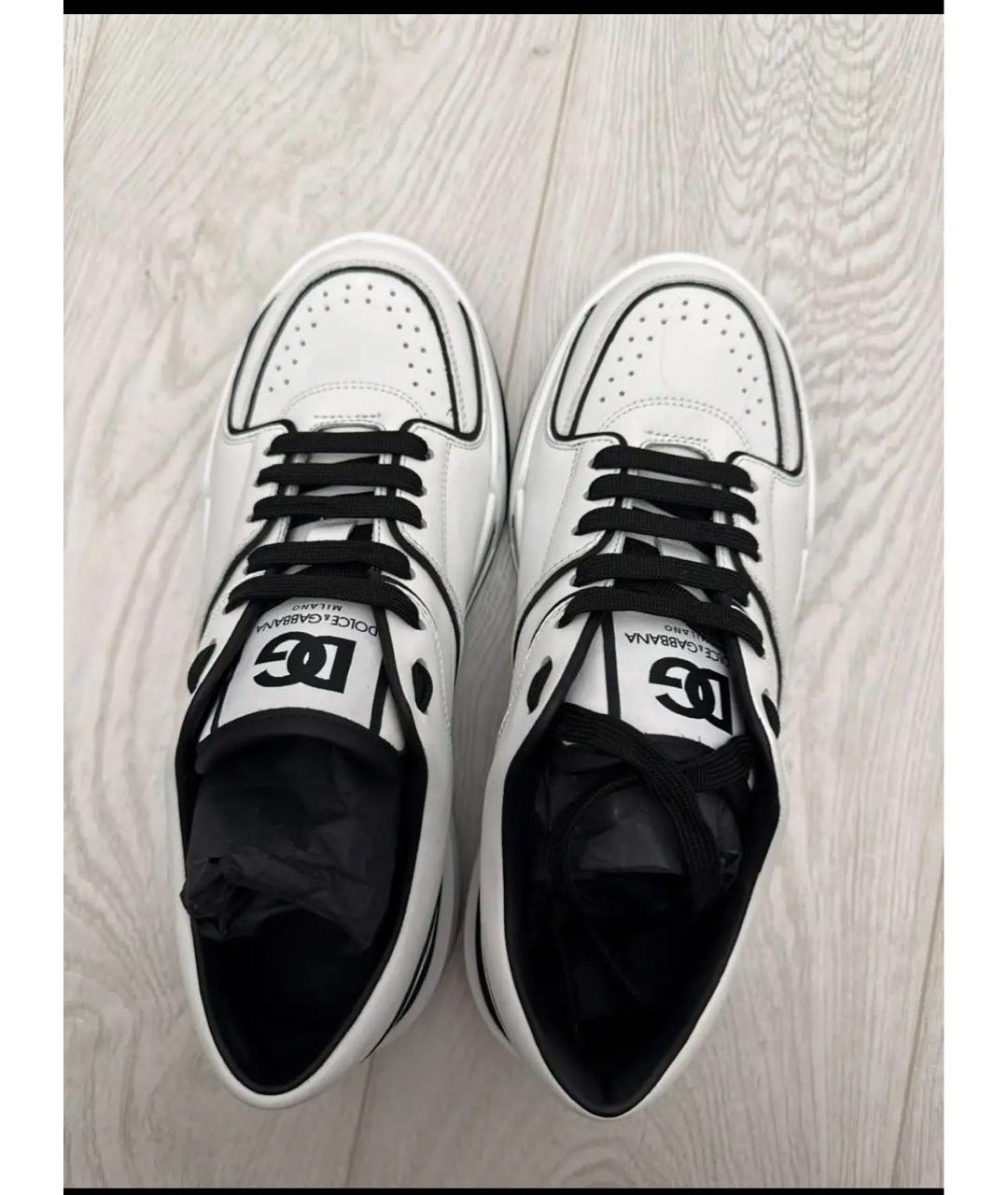 DOLCE&GABBANA Белые кожаные кеды, фото 3