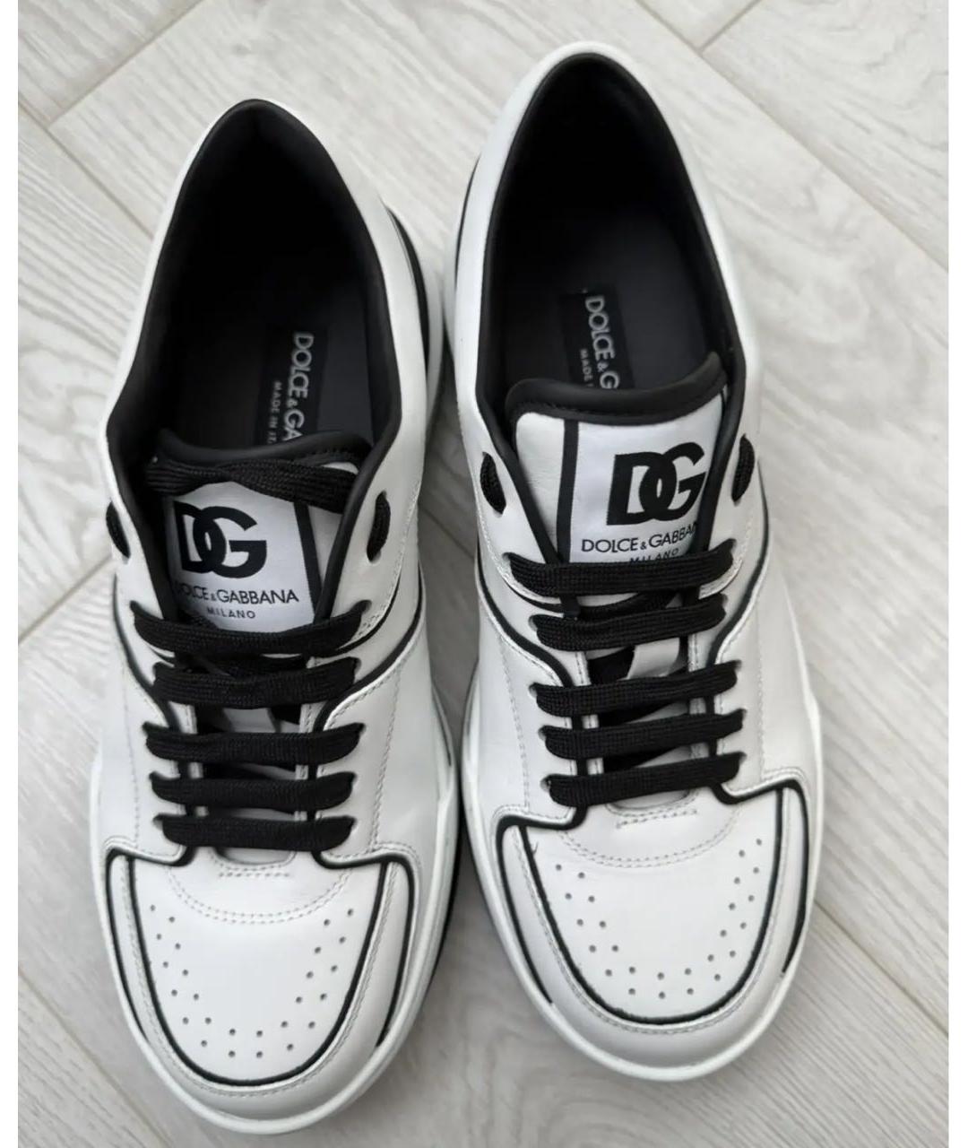 DOLCE&GABBANA Белые кожаные кеды, фото 2