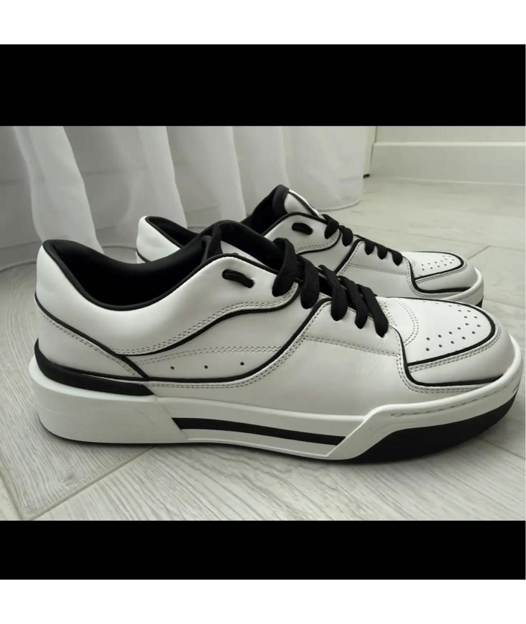 DOLCE&GABBANA Белые кожаные кеды, фото 5