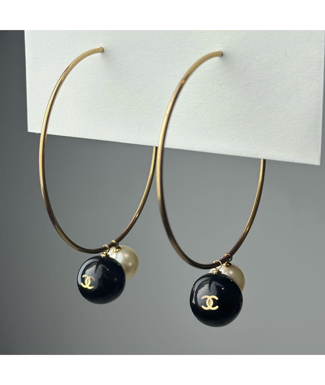 CHANEL Золотые металлические серьги, фото 9