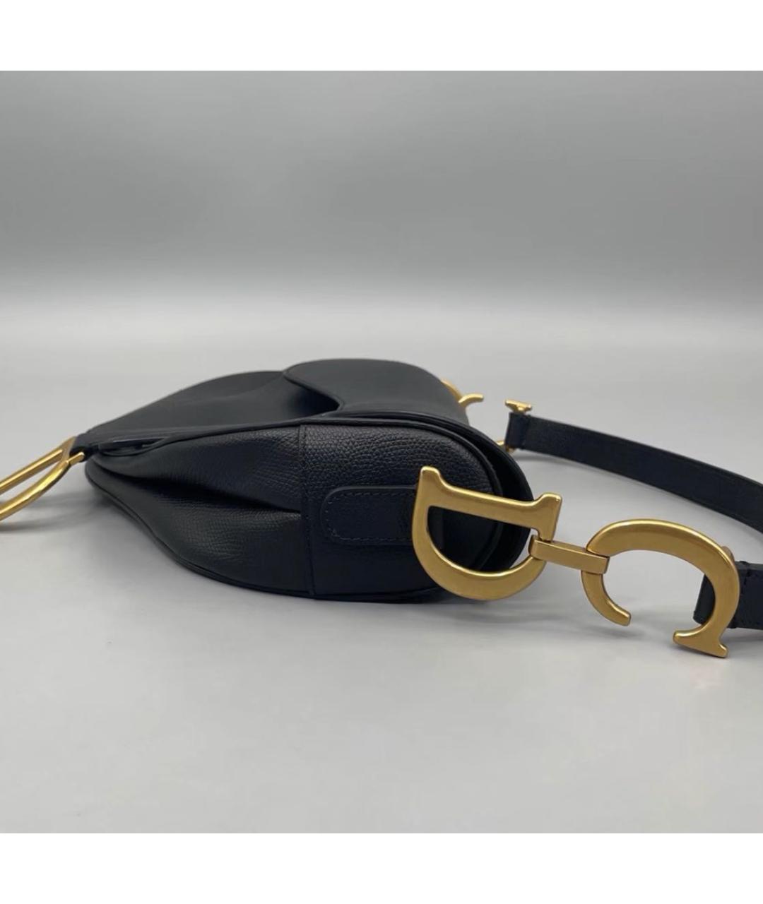 CHRISTIAN DIOR Черная кожаная сумка через плечо, фото 5