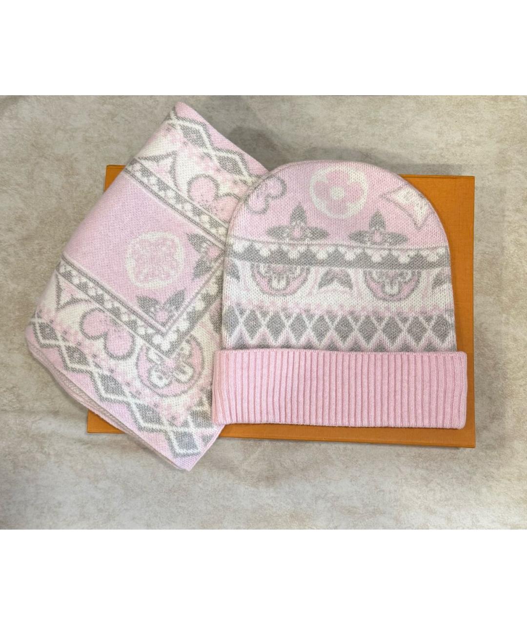 LOUIS VUITTON Розовая кашемировая шапка, фото 9
