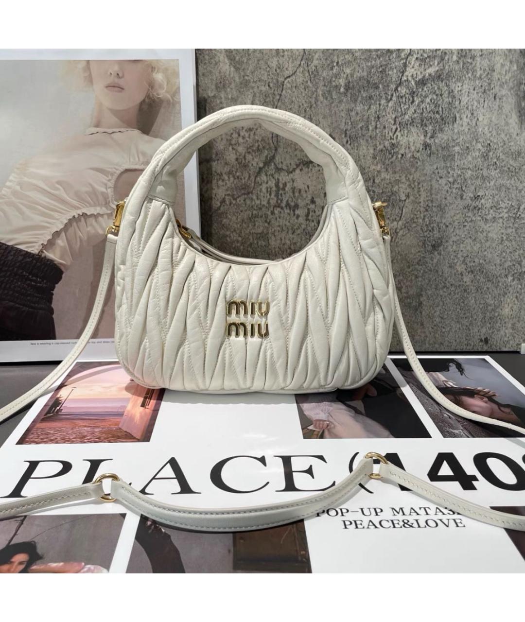 MIU MIU Белая кожаная сумка через плечо, фото 2