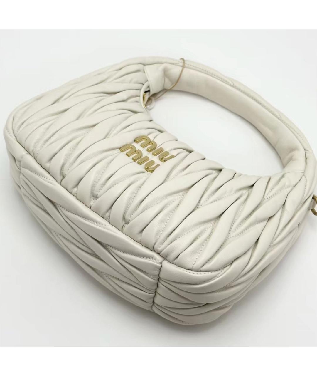 MIU MIU Белая кожаная сумка через плечо, фото 4