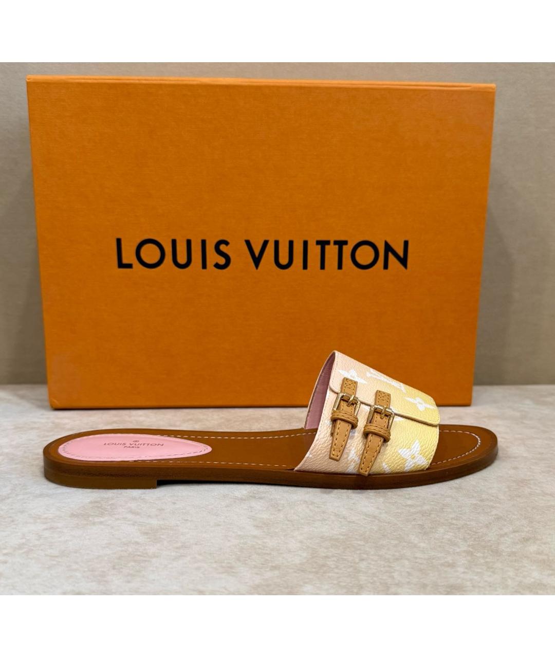 LOUIS VUITTON Мульти кожаные шлепанцы, фото 6
