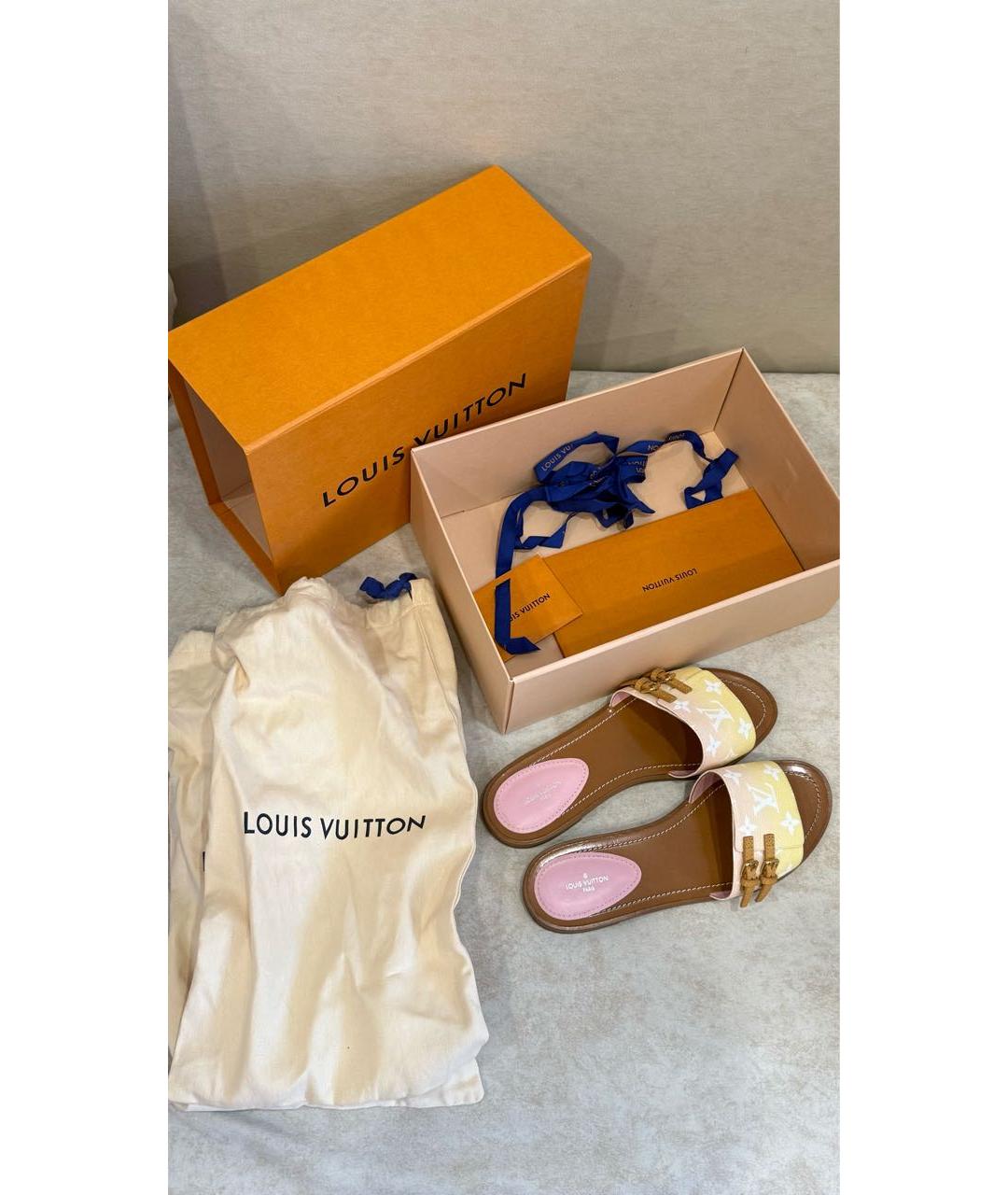 LOUIS VUITTON Мульти кожаные шлепанцы, фото 5