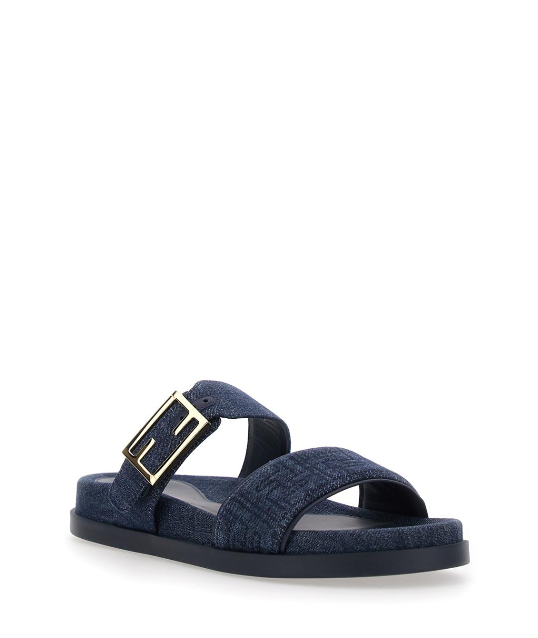 FENDI Синие текстильные шлепанцы, фото 2