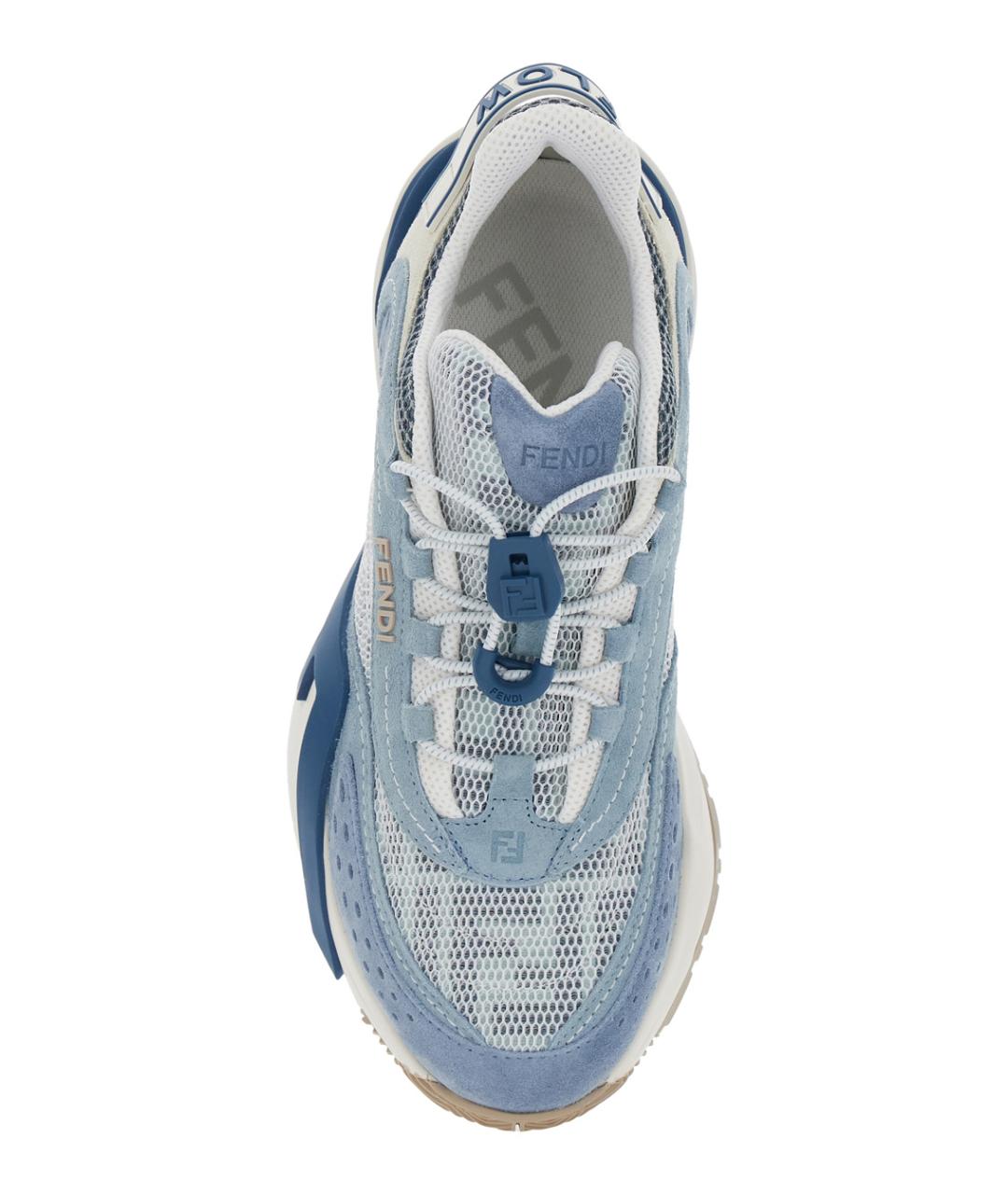 FENDI Голубые синтетические кроссовки, фото 3