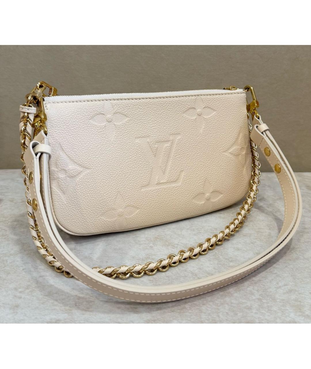 LOUIS VUITTON Бежевая кожаная сумка через плечо, фото 3