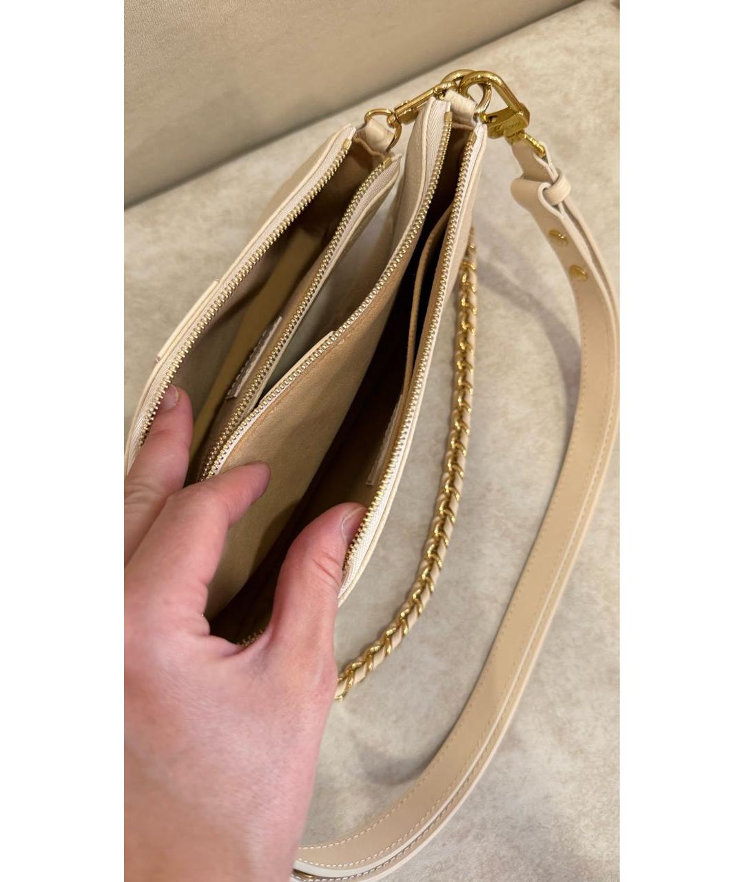 LOUIS VUITTON Бежевая кожаная сумка через плечо, фото 4