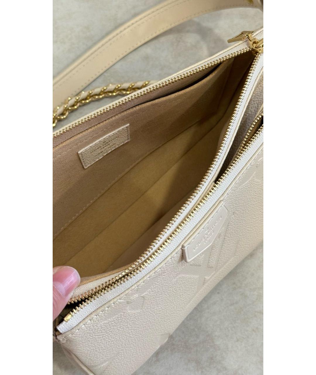 LOUIS VUITTON Бежевая кожаная сумка через плечо, фото 6