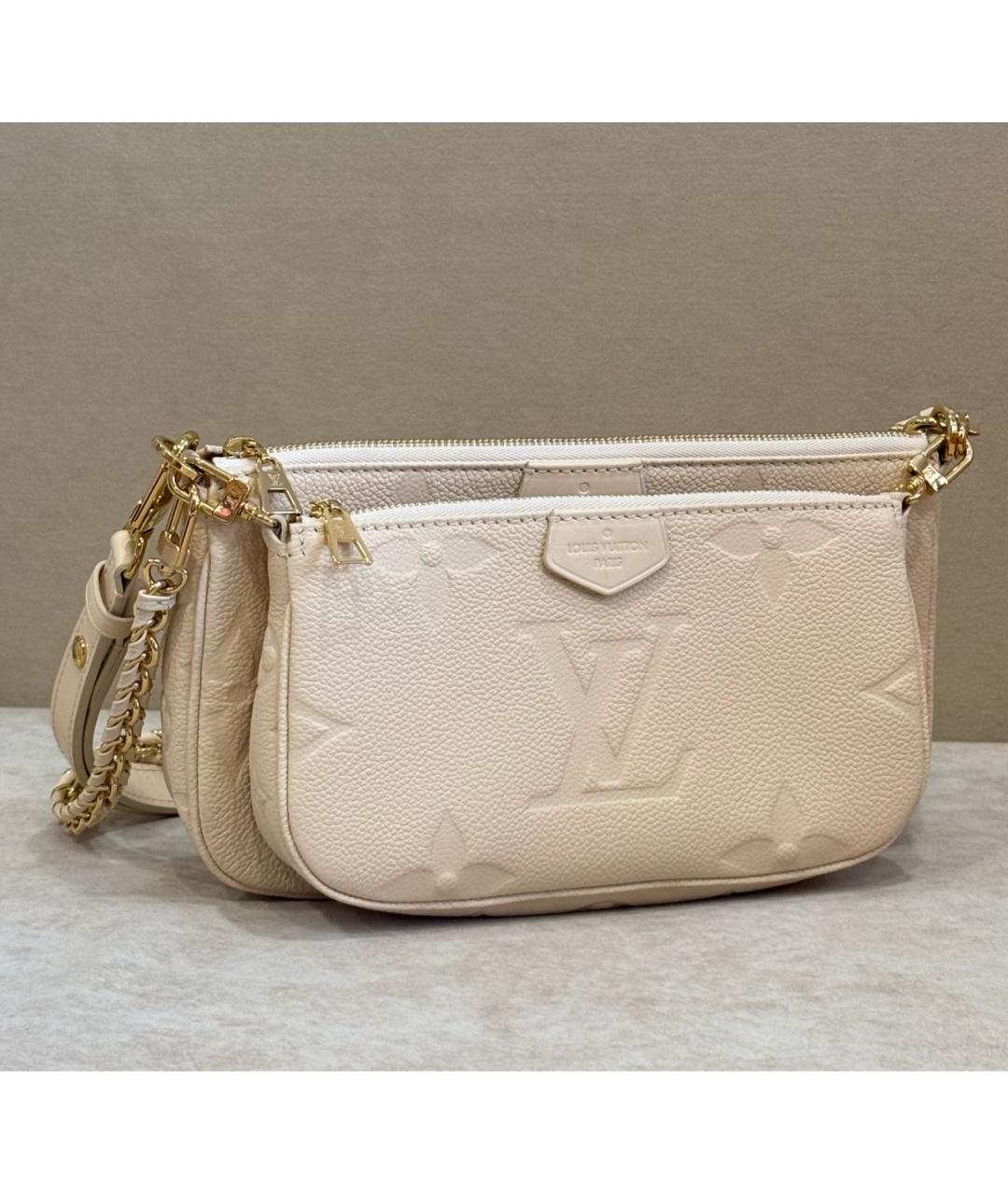 LOUIS VUITTON Бежевая кожаная сумка через плечо, фото 9