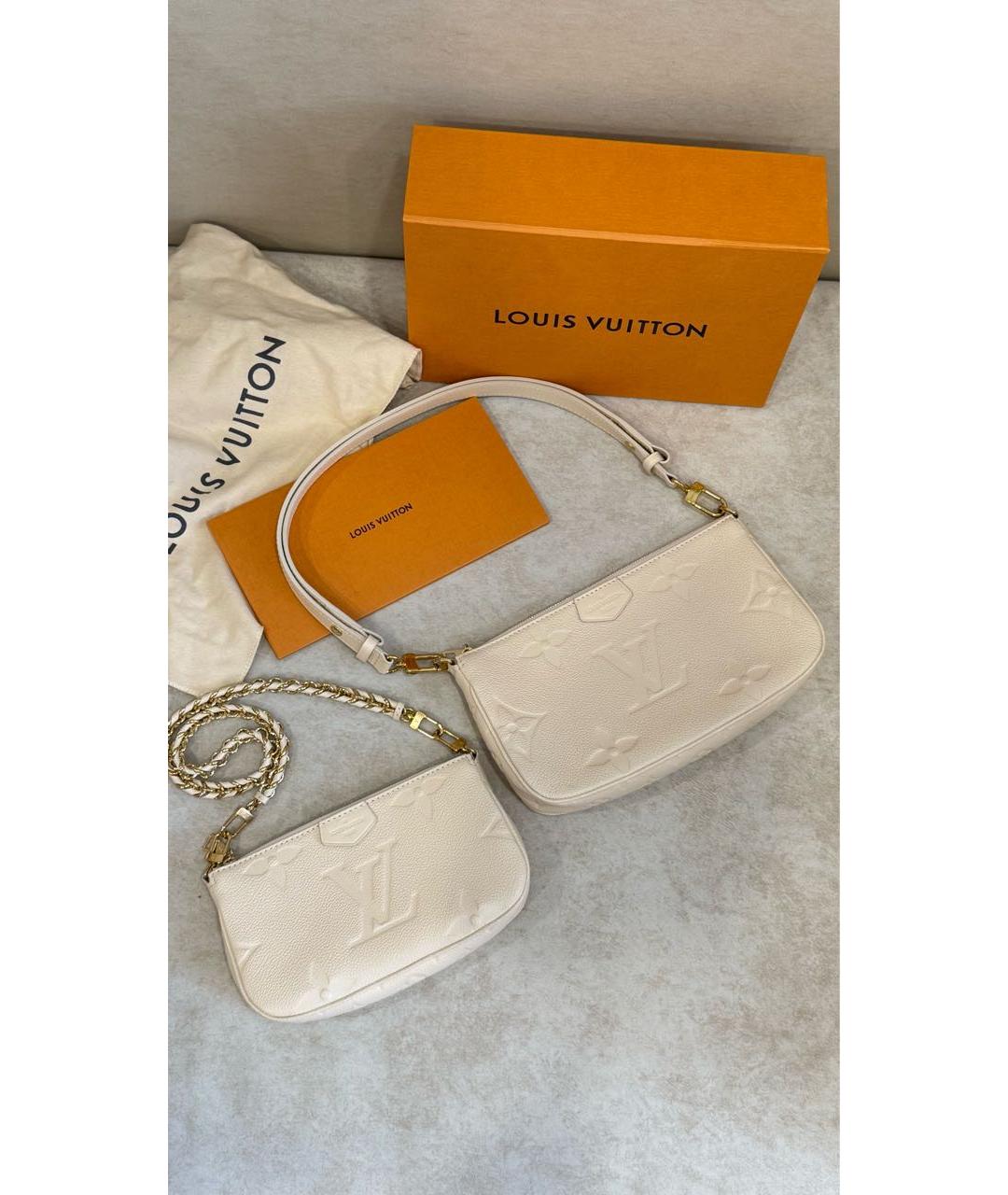 LOUIS VUITTON Бежевая кожаная сумка через плечо, фото 7