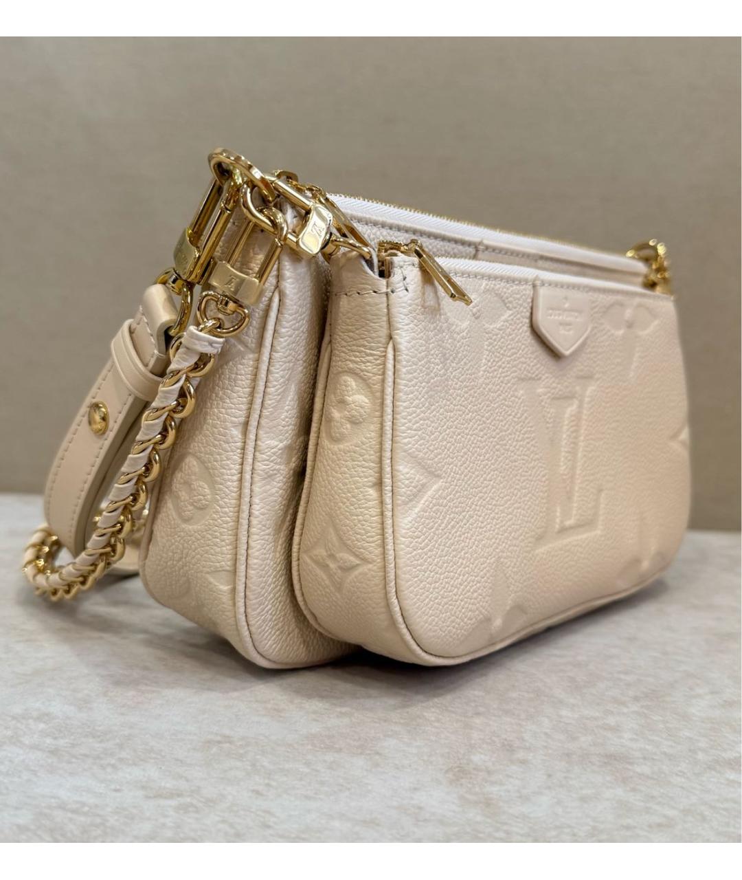 LOUIS VUITTON Бежевая кожаная сумка через плечо, фото 2